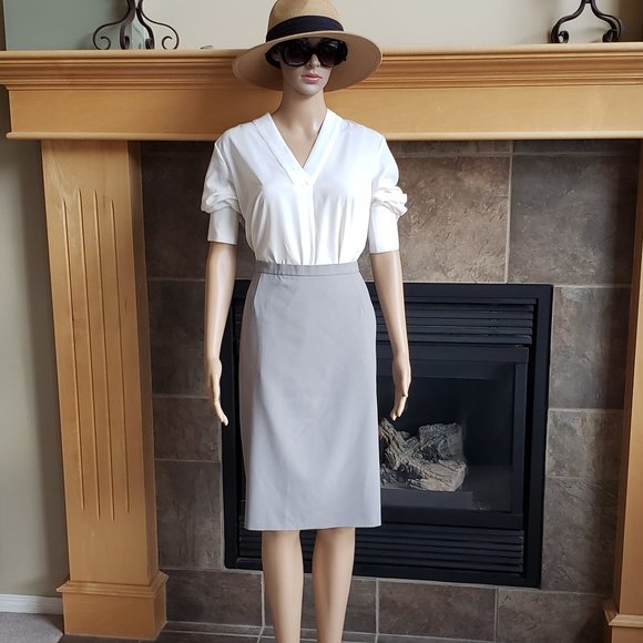 GIORGIO ARMANI, gray/tan skirt - size: 12 (Italy 48) - Picture 3 of 10